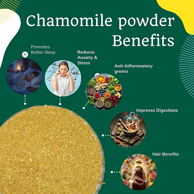 Chamomile (Dry Flower) (Includes Crushed Flower in Granular Powdered Form)- Gul Babuna - Babune Ka Phool - Karpurapuspa - Karpura Puspa for Tea and Skin - Matricaria Chamomilla by Aushadh kutir