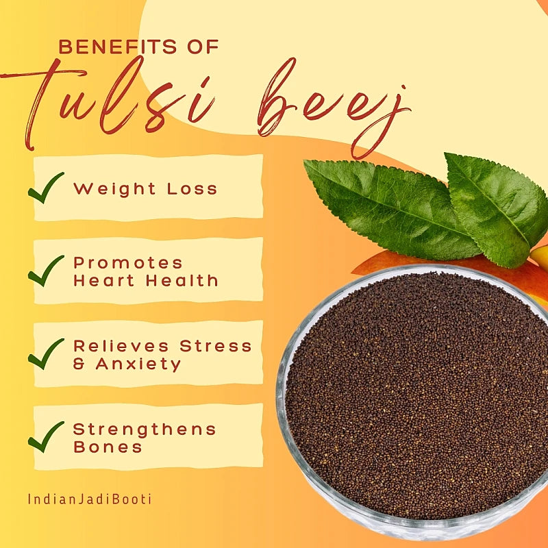 Beej Tulsi - Tulsi Manjari - Krishna Tulsi Seed (For Eating and Weightloss) - Shyama Tulsi Seeds (Edible) - Krishna Basil Seeds - Kali Tulsi Beej - Tukhme Rehan - Ocimum Sanctum by Aushadh Kutir