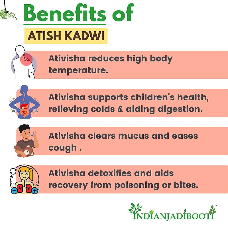 Atish (Kadwi) (Jadd) - Ativisha (Bitter) (Roots) - Prativisha - Atiwisha - Ateesh - Aconitum Heterophyllum by Aushadh Kutir