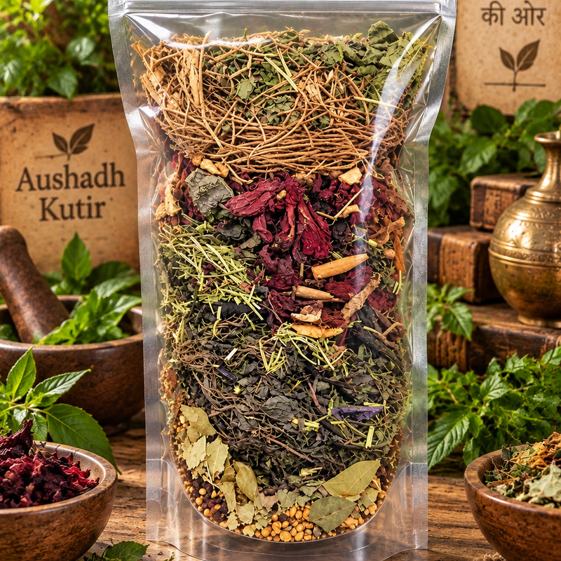Aushadh Kutir Premium Hair Care Raw Herbs Combo Pack | 15 Traditional Herbs for Homemade Herbal Hair Oil & Hair Care | Natural Whole Herbs