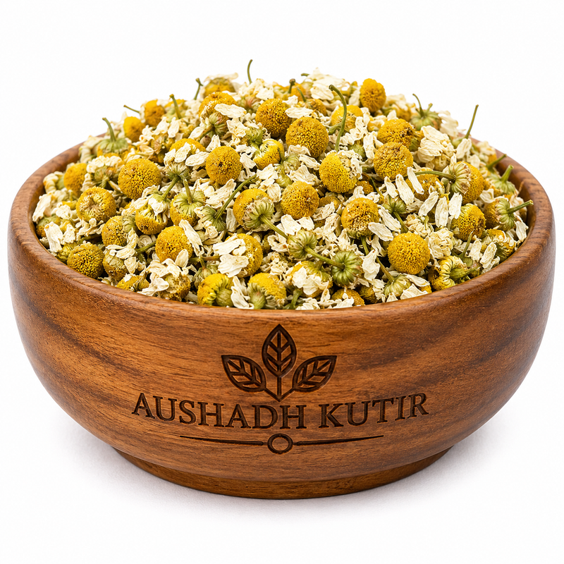 Chamomile (Dry Flower) (Includes Crushed Flower in Granular Powdered Form)- Gul Babuna - Babune Ka Phool - Karpurapuspa - Karpura Puspa for Tea and Skin - Matricaria Chamomilla by Aushadh kutir