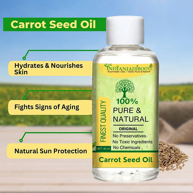 Carrot Edible (Seeds) (Essential) (Oil) - Gajar (Beej) (Tel) - Daucus Carota - (For Skin Nourishment and Hair Care) by Aushadh Kutir