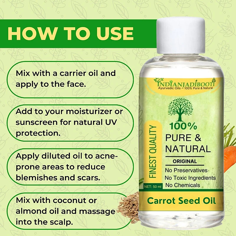 Carrot Edible (Seeds) (Essential) (Oil) - Gajar (Beej) (Tel) - Daucus Carota - (For Skin Nourishment and Hair Care) by Aushadh Kutir